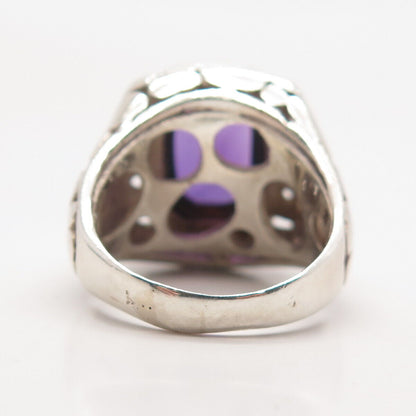 925 Sterling Silver Vintage AF Real Amethyst Gemstone Pebble Ring Size 7.75