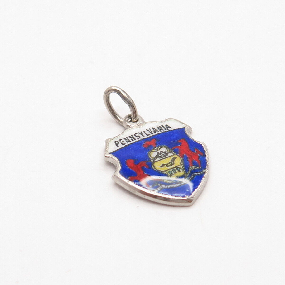 925 Sterling Silver Vintage Enamel "Pennsylvania" Coat Of Arms Charm Pendant