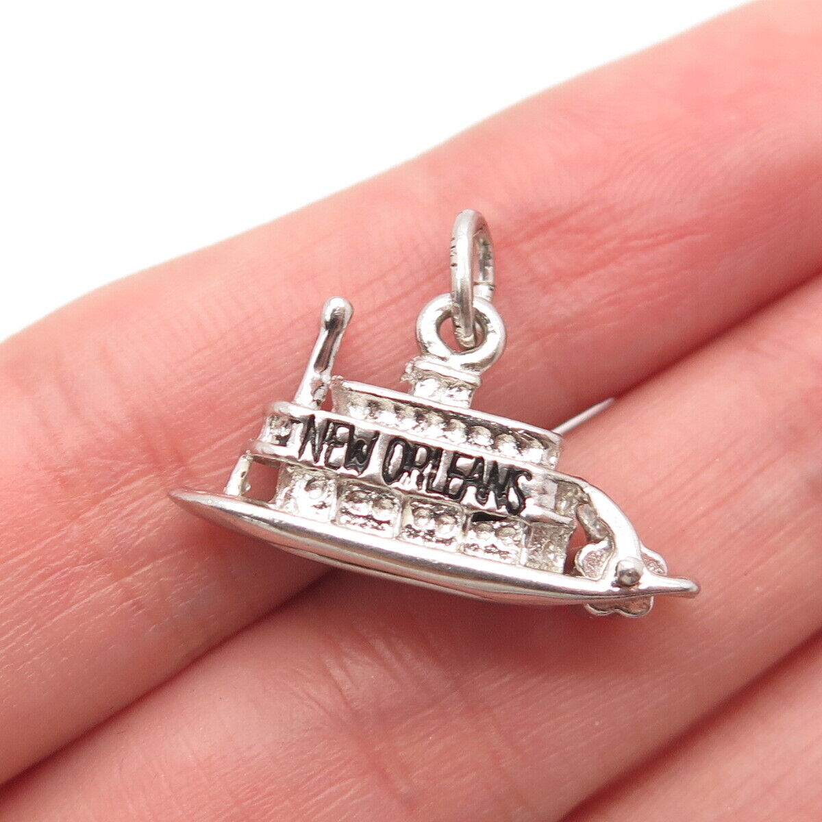 925 Sterling Silver Vintage "New Orleans" Liner Ship Charm Pendant