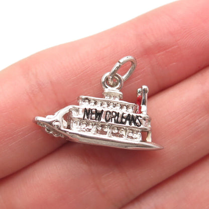 925 Sterling Silver Vintage "New Orleans" Liner Ship Charm Pendant