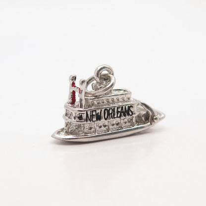 925 Sterling Silver Vintage "New Orleans" Liner Ship Charm Pendant