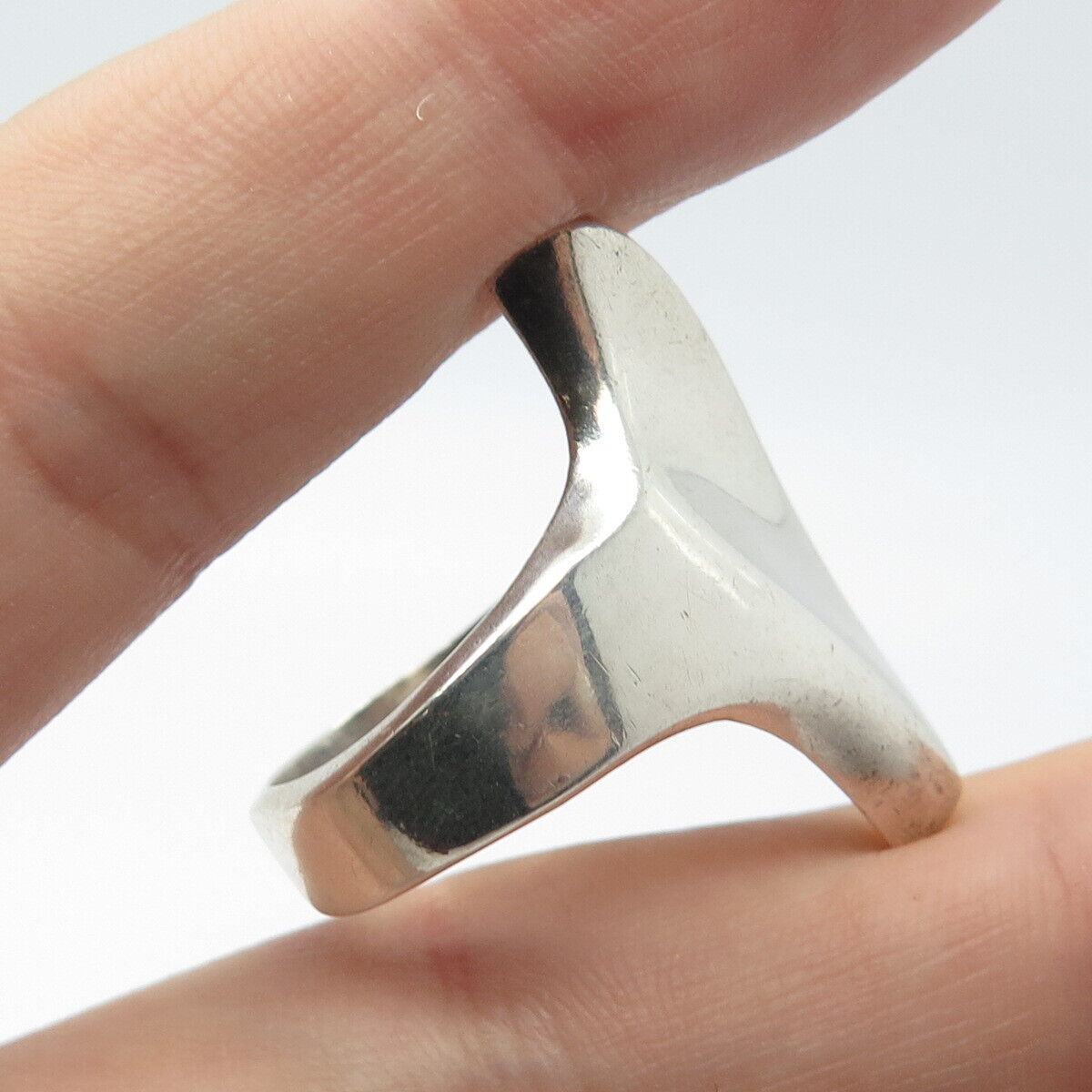 925 Sterling Silver Vintage Modernist Ring Size 9.25