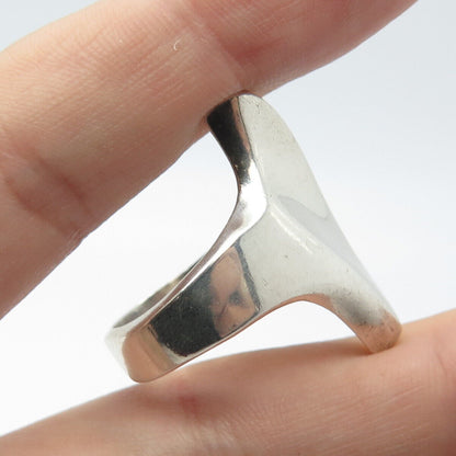 925 Sterling Silver Vintage Modernist Ring Size 9.25