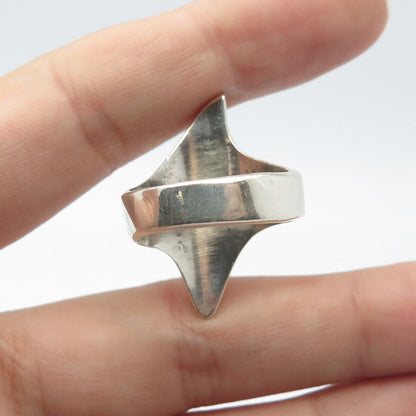 925 Sterling Silver Vintage Modernist Ring Size 9.25