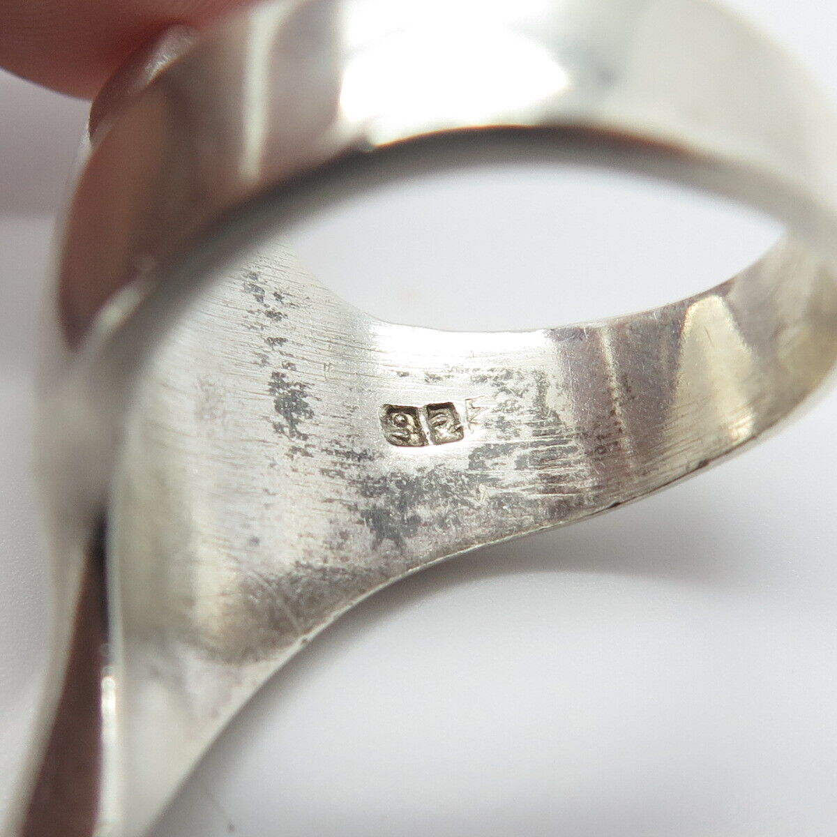 925 Sterling Silver Vintage Modernist Ring Size 9.25