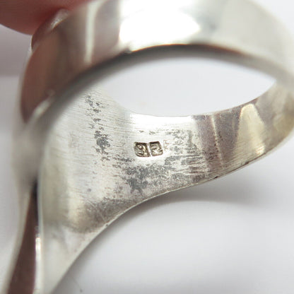 925 Sterling Silver Vintage Modernist Ring Size 9.25
