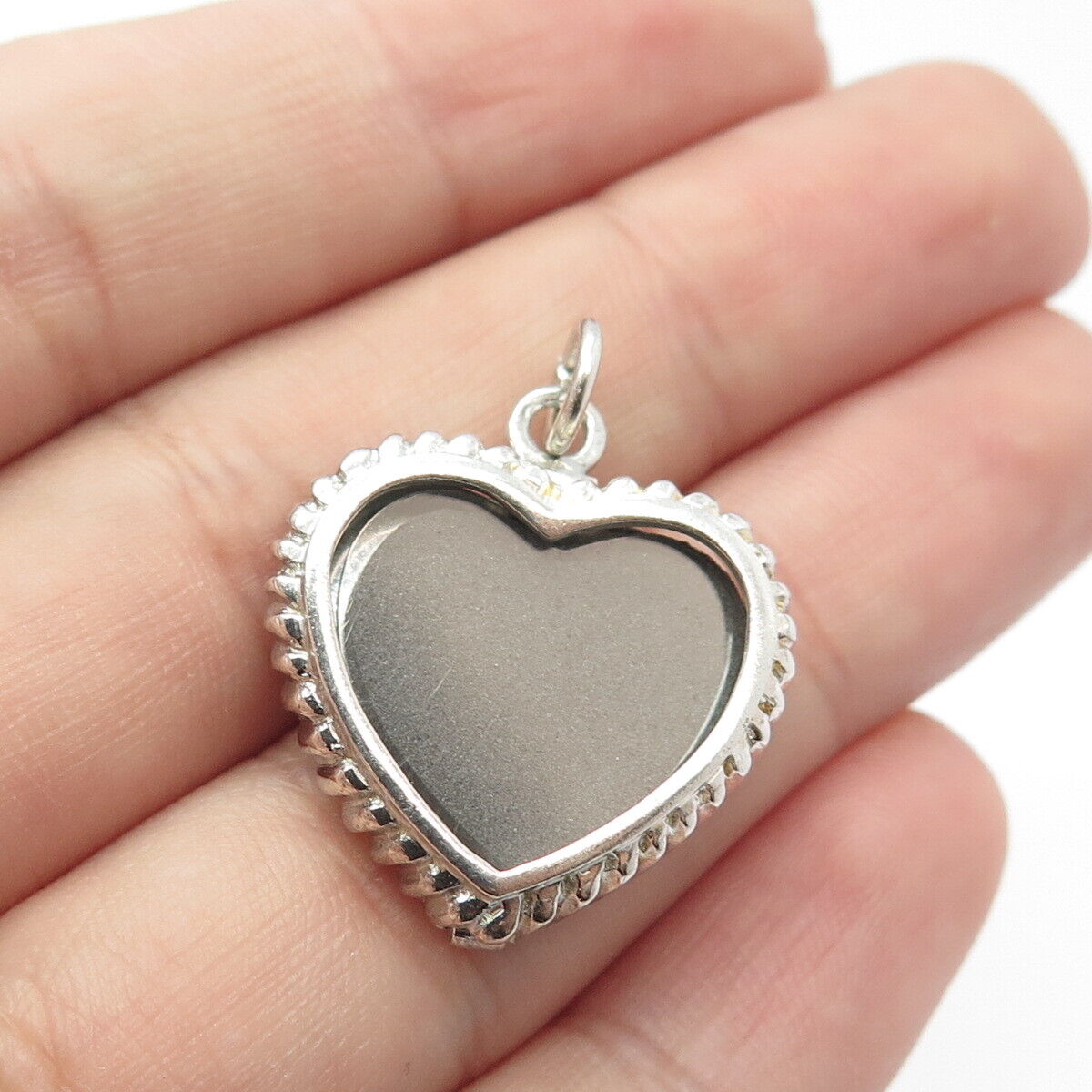 925 Sterling Silver Vintage Heart Charm Pendant