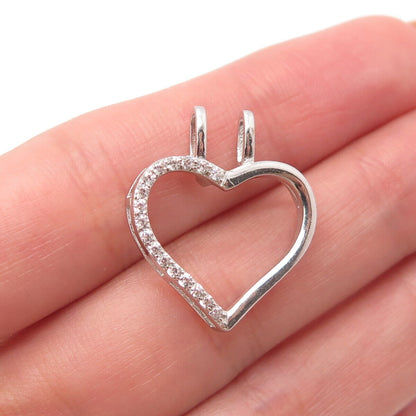 925 Sterling Silver HAN Pave C Z Open Heart Slide Pendant