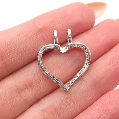 925 Sterling Silver HAN Pave C Z Open Heart Slide Pendant