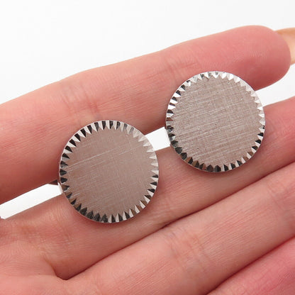 925 Sterling Silver Vintage Textured Round Cufflinks