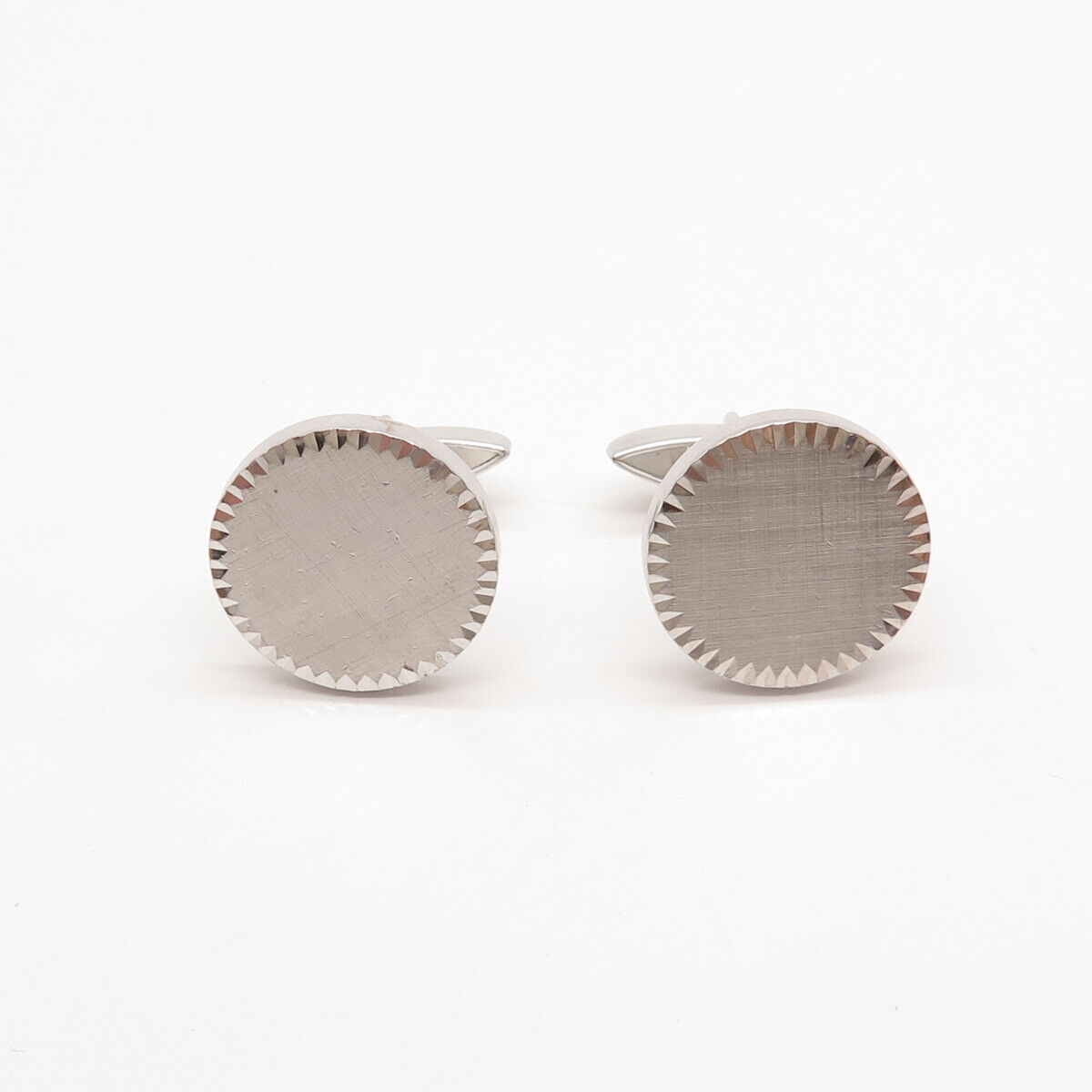 925 Sterling Silver Vintage Textured Round Cufflinks