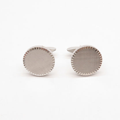 925 Sterling Silver Vintage Textured Round Cufflinks