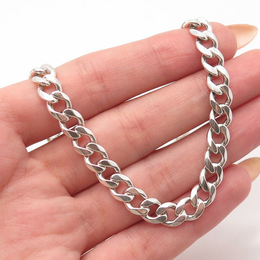 925 Sterling Silver Vintage Italy Cuban Chain Necklace 24"