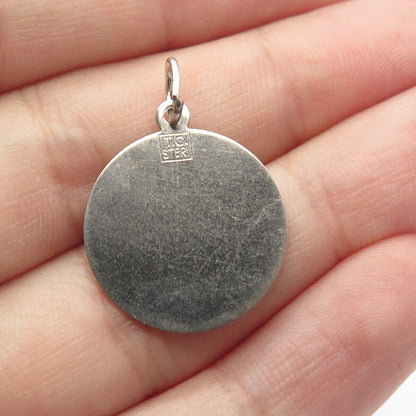 925 Sterling Silver Vintage Textured "Happy Birthday" Round Pendant