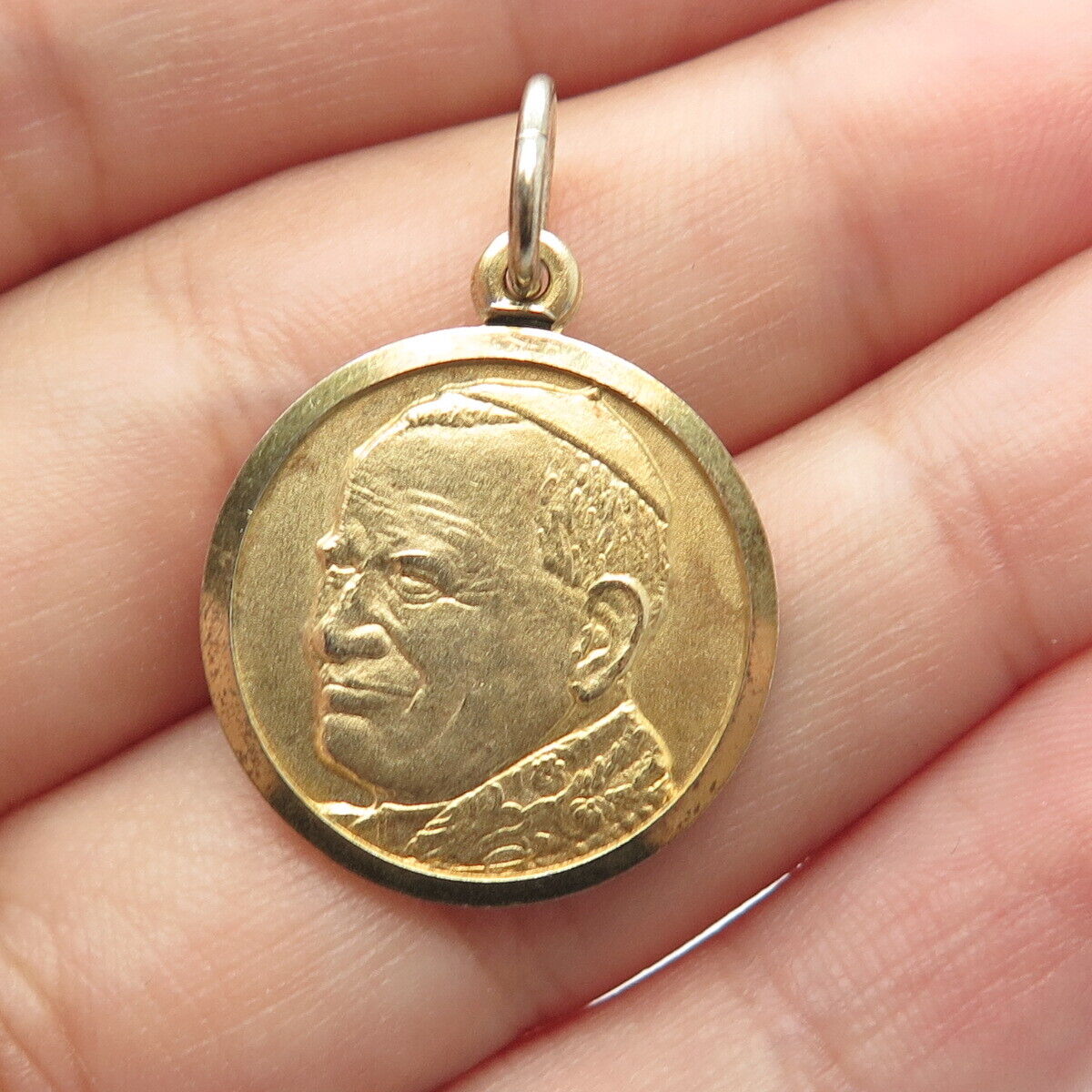 800 Silver Gold Plated Vintage Vaticano Beatus Joannes Paulus II Coin Pendant