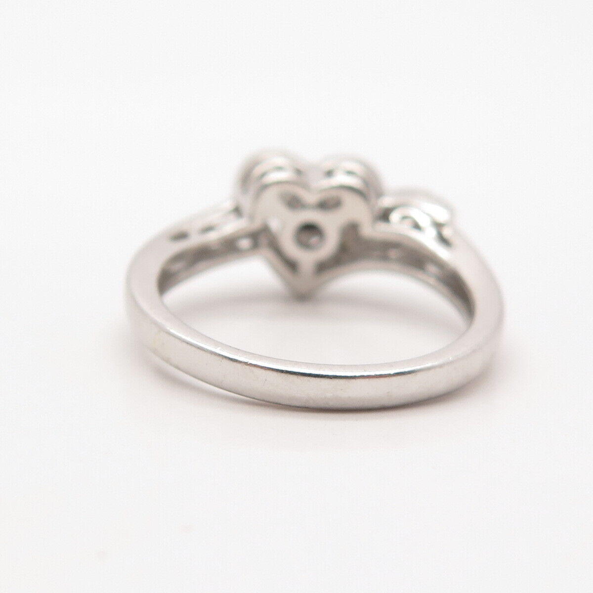 925 Sterling Silver Real White Diamond Heart Ring Size 7