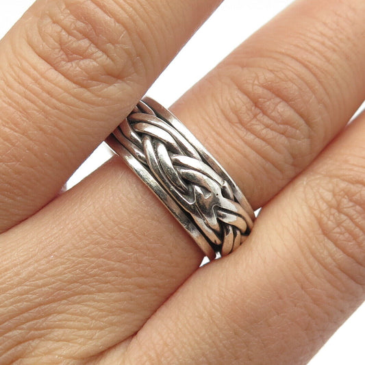 925 Sterling Silver Vintage Celtic Rotating Band Ring Size 9.5