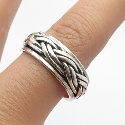 925 Sterling Silver Vintage Celtic Rotating Band Ring Size 9.5