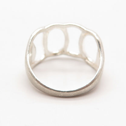 925 Sterling Silver Vintage Modernist Open Wide Ring Size 8.25