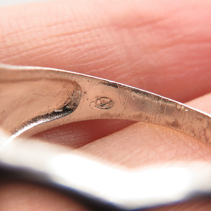 925 Sterling Silver Vintage Modernist Open Wide Ring Size 8.25