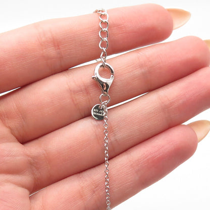 925 Sterling Silver Multi-Color C Z Rolo Chain Necklace 18"