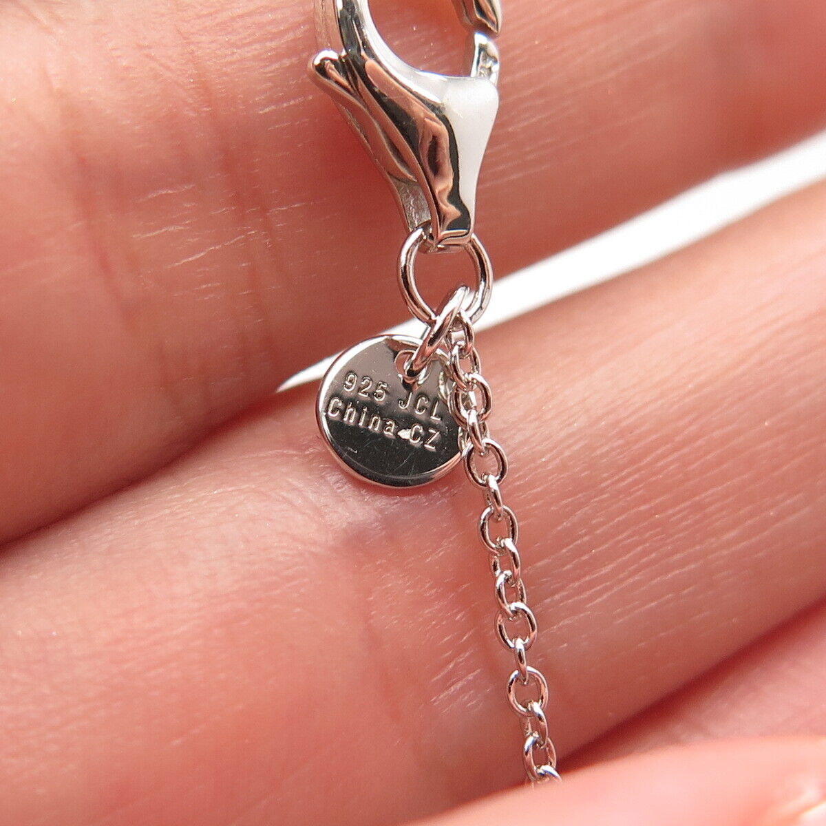 925 Sterling Silver Multi-Color C Z Rolo Chain Necklace 18"