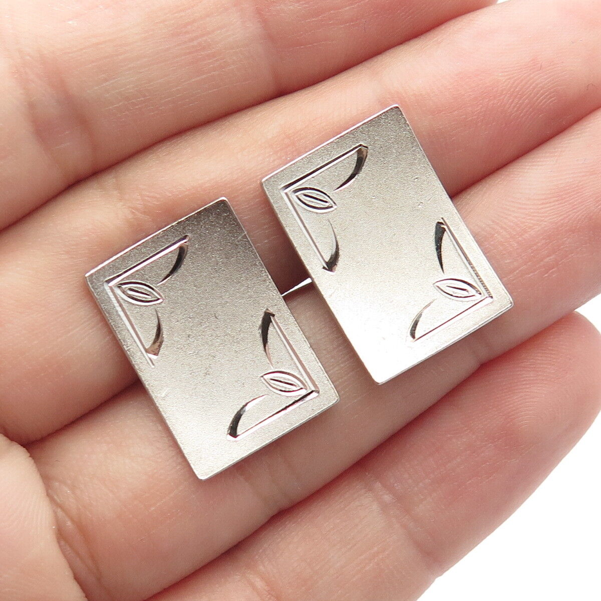 925 Sterling Silver Vintage Etched Cufflinks