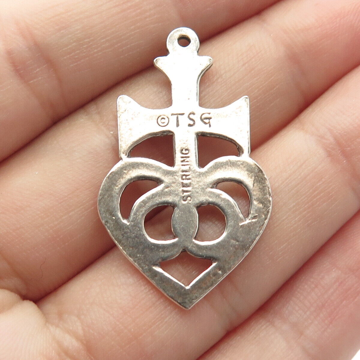 925 Sterling Silver Vintage Terra Sancta Guild Cross & Heart Pendant