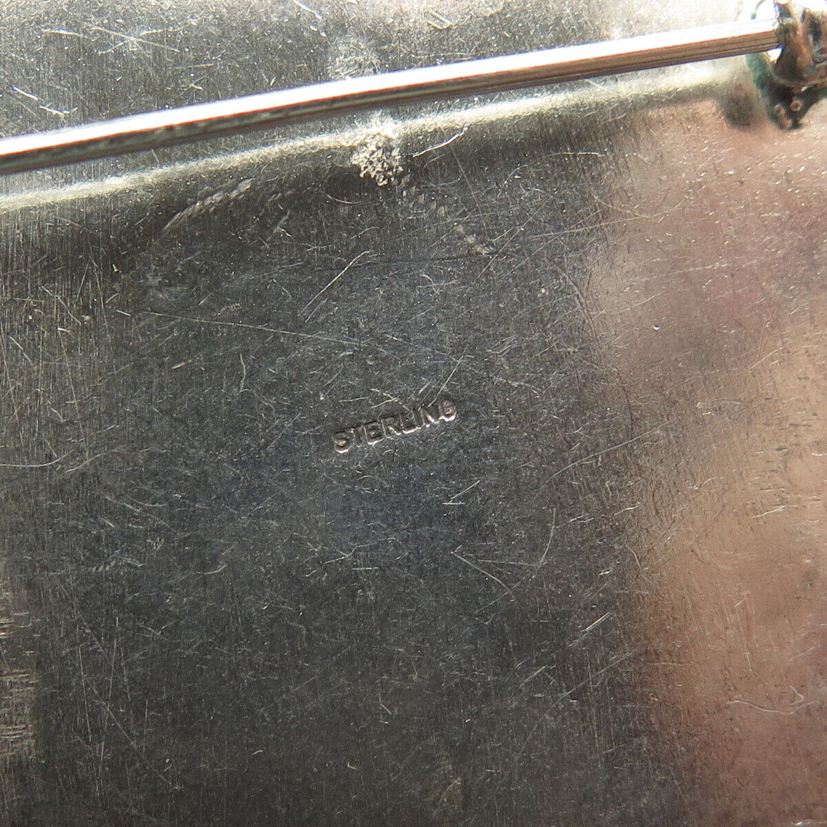 925 Sterling Silver 2-Tone Vintage Real Tiger Eye Gemstone Tribal Pin Brooch