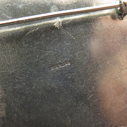 925 Sterling Silver 2-Tone Vintage Real Tiger Eye Gemstone Tribal Pin Brooch