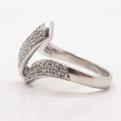 925 Sterling Silver SAI Pave C Z Zig-Zag Ring Size 7.75