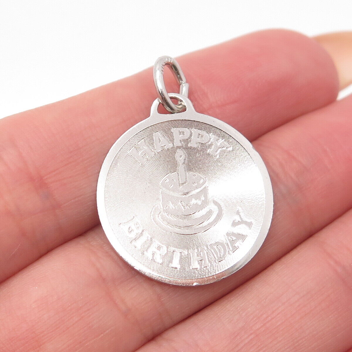 925 Sterling Silver Vintage A & Z "Happy Birthday" Round Pendant