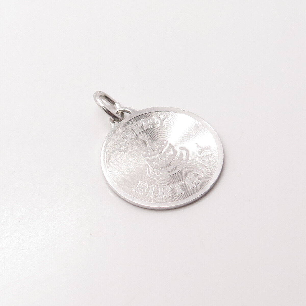 925 Sterling Silver Vintage A & Z "Happy Birthday" Round Pendant