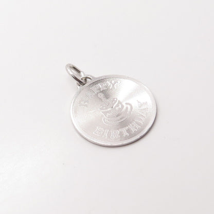 925 Sterling Silver Vintage A & Z "Happy Birthday" Round Pendant