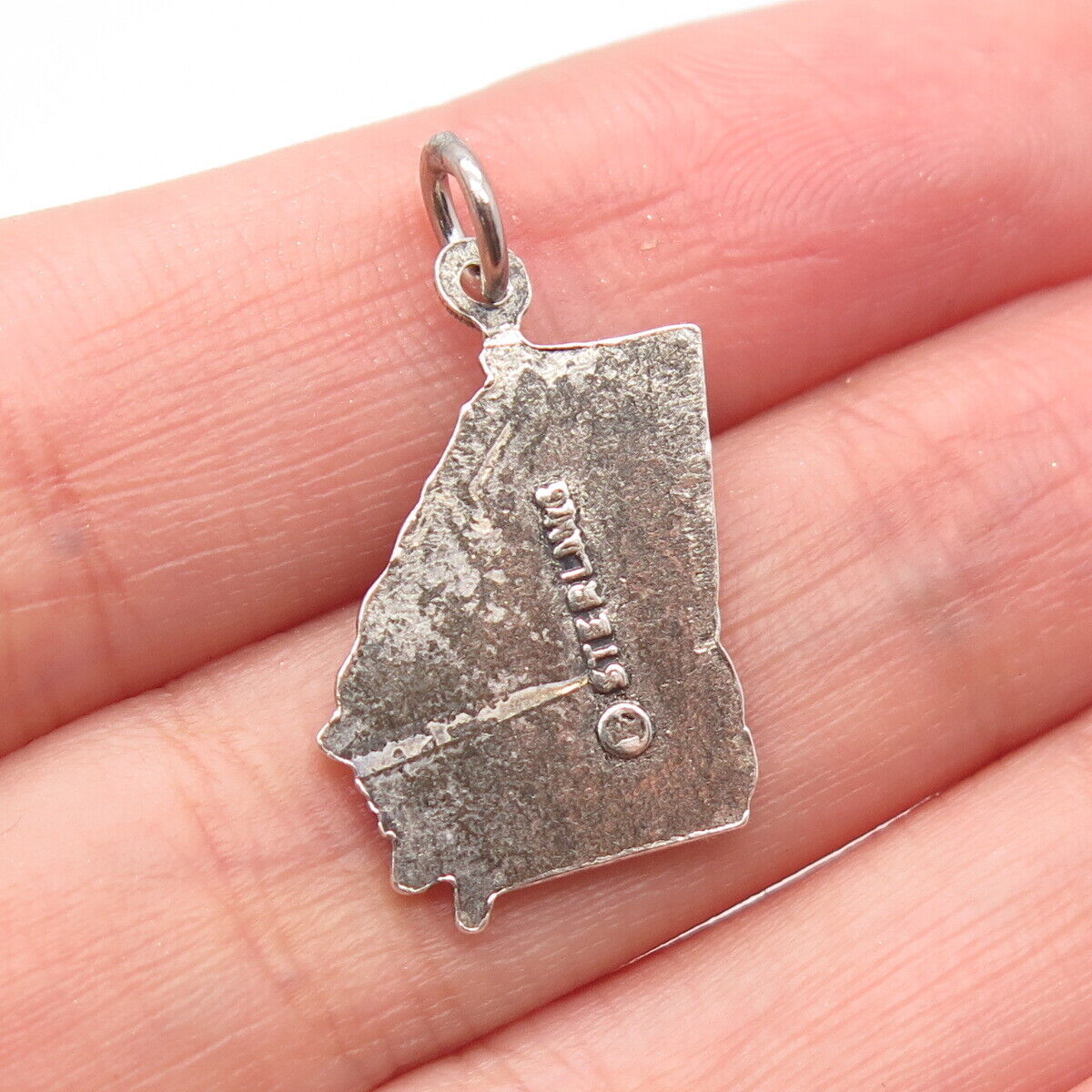 925 Sterling Silver Vintage "Georgia" Map Pendant