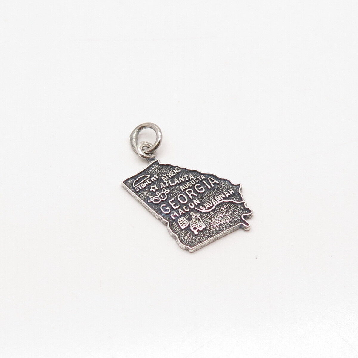 925 Sterling Silver Vintage "Georgia" Map Pendant