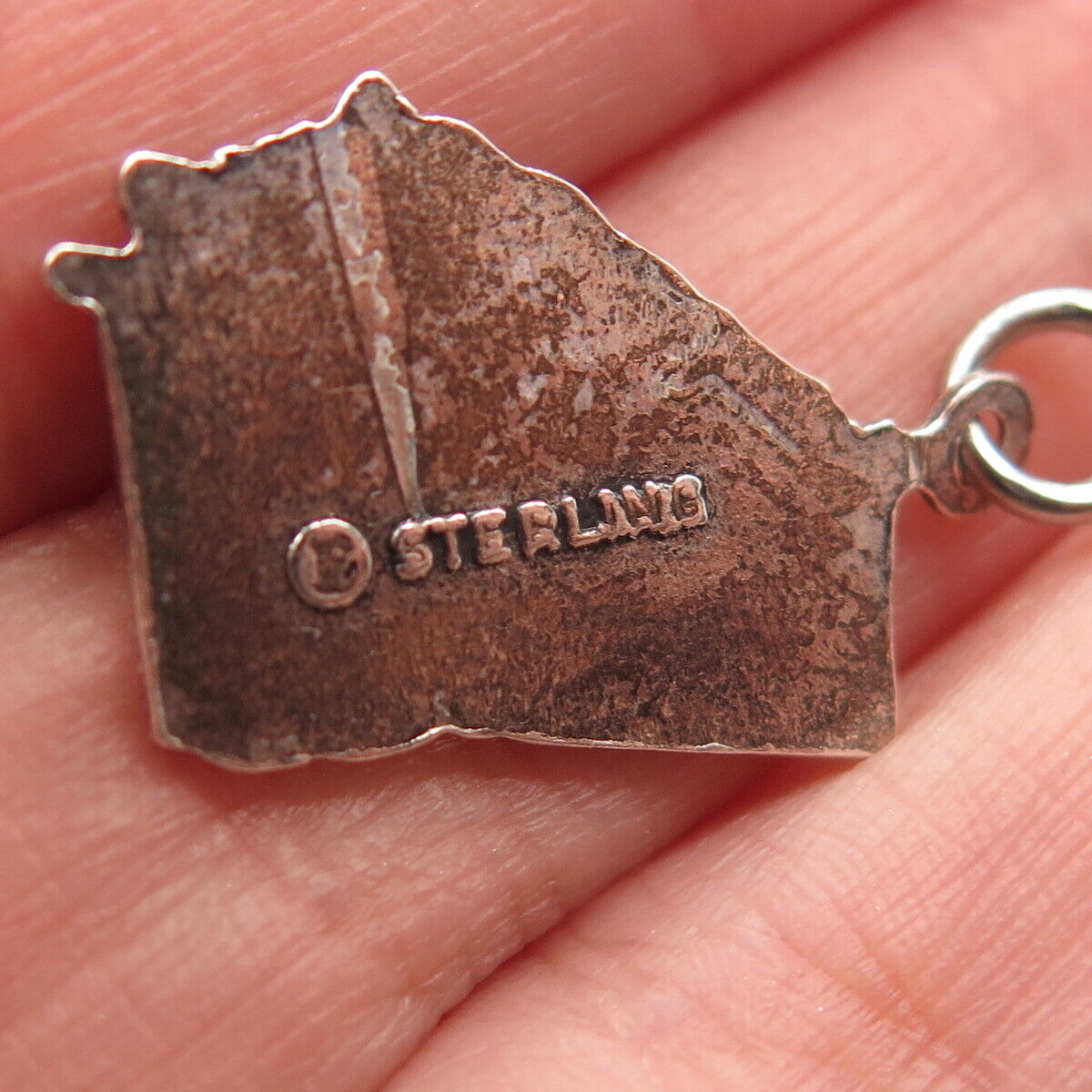 925 Sterling Silver Vintage "Georgia" Map Pendant