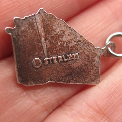 925 Sterling Silver Vintage "Georgia" Map Pendant