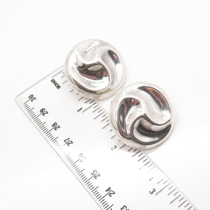 925 Sterling Silver Vintage Mexico Ribbed Round Earrings