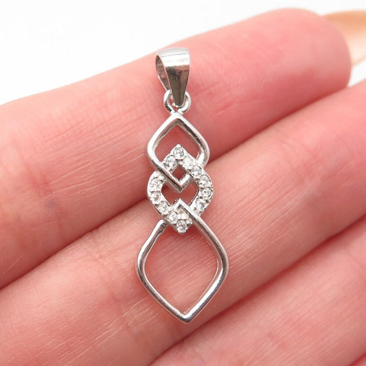 925 Sterling Silver SU C Z Triple Rhombus Pendant