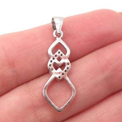 925 Sterling Silver SU C Z Triple Rhombus Pendant