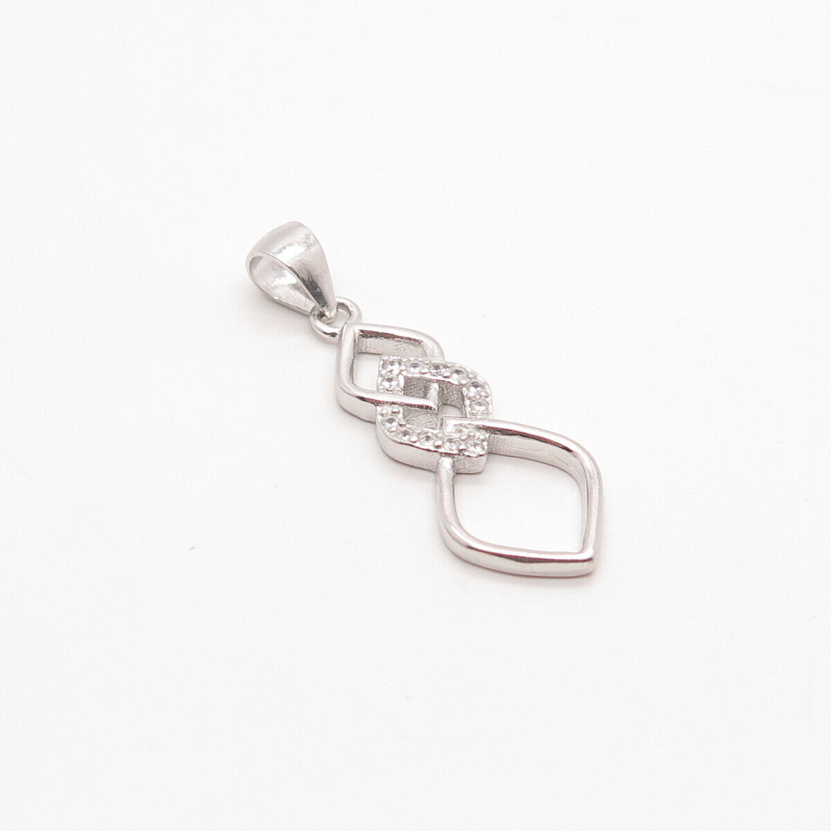 925 Sterling Silver SU C Z Triple Rhombus Pendant