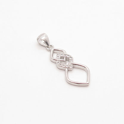 925 Sterling Silver SU C Z Triple Rhombus Pendant