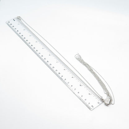 925 Sterling Silver Pave C Z Rolo / Beaded Chain Necklace 24"