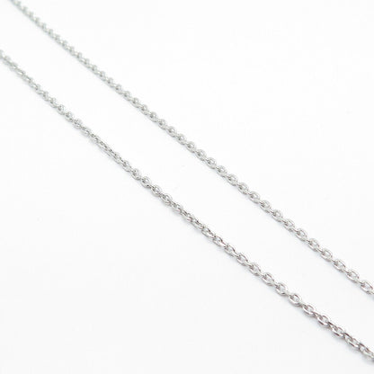 925 Sterling Silver Pave C Z Rolo / Beaded Chain Necklace 24"