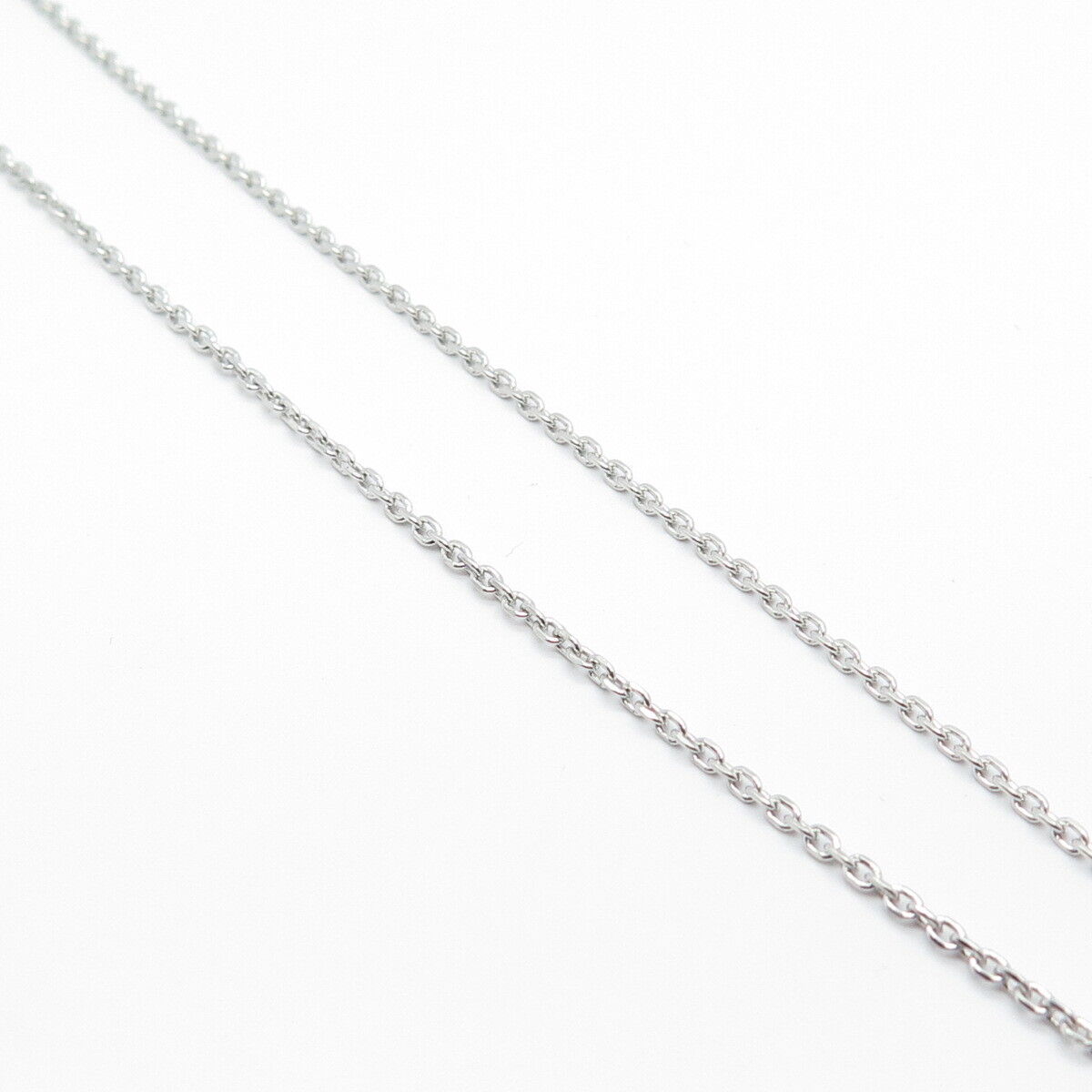 925 Sterling Silver Pave C Z Rolo / Beaded Chain Necklace 24"