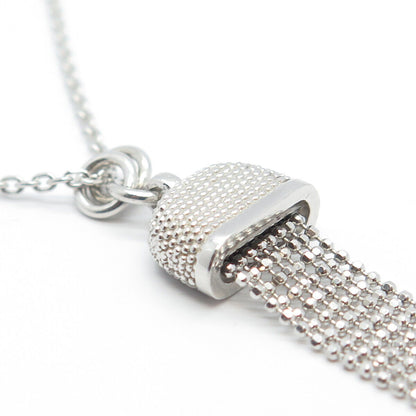 925 Sterling Silver Pave C Z Rolo / Beaded Chain Necklace 24"