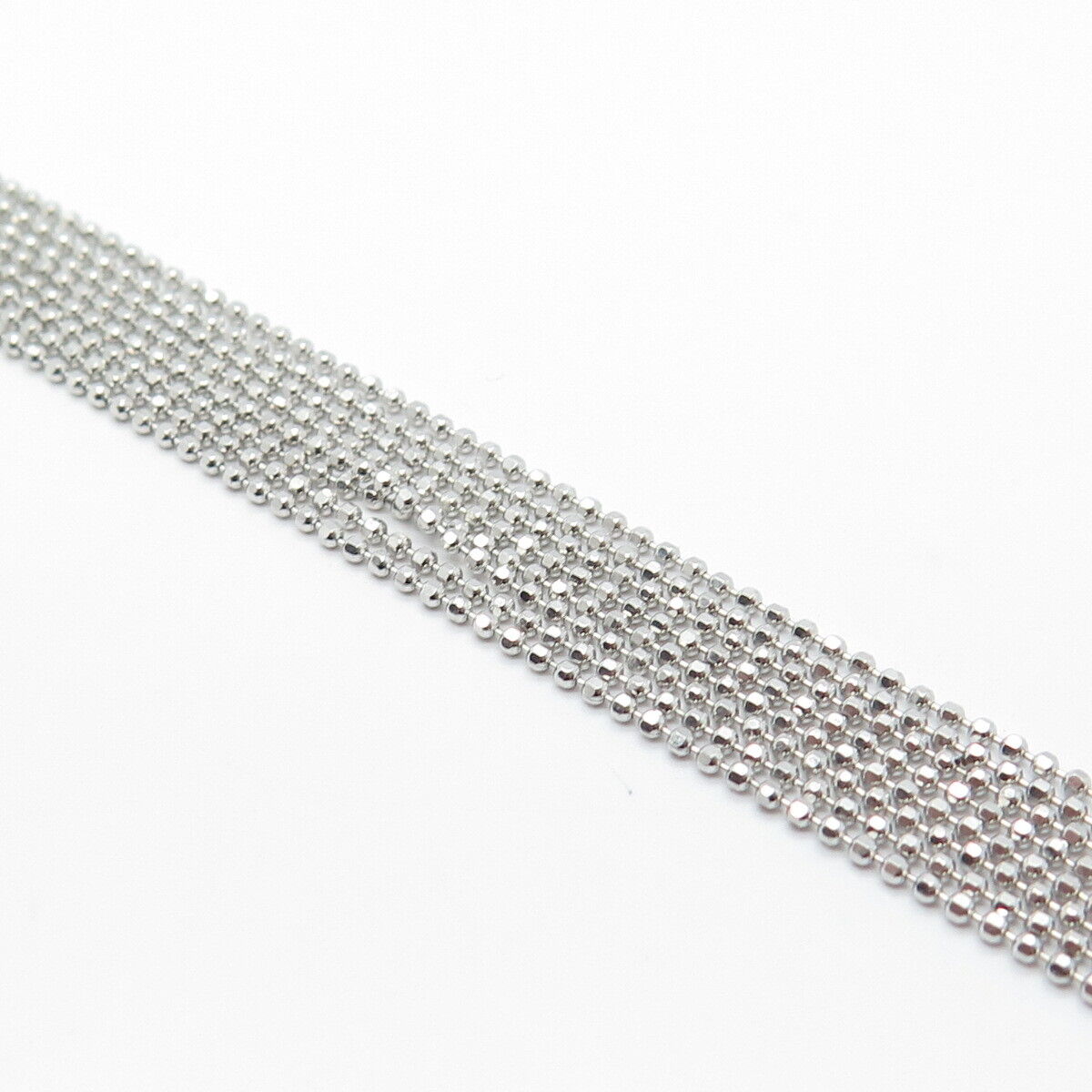 925 Sterling Silver Pave C Z Rolo / Beaded Chain Necklace 24"