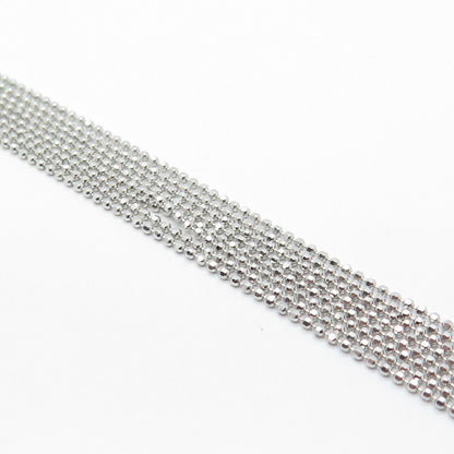 925 Sterling Silver Pave C Z Rolo / Beaded Chain Necklace 24"