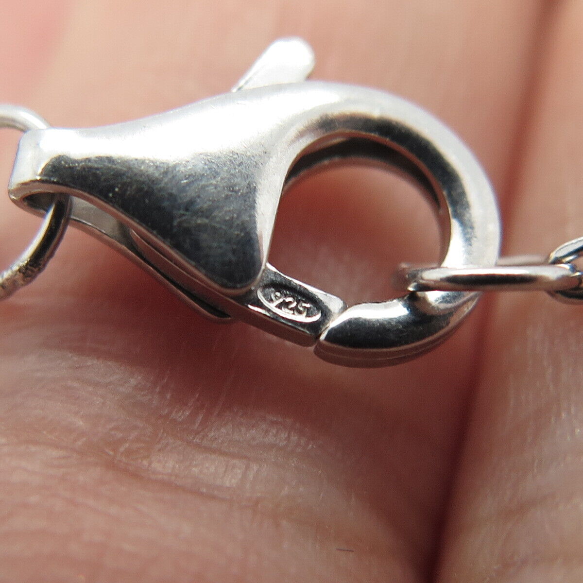 925 Sterling Silver Pave C Z Rolo / Beaded Chain Necklace 24"